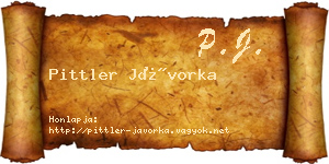 Pittler Jávorka névjegykártya